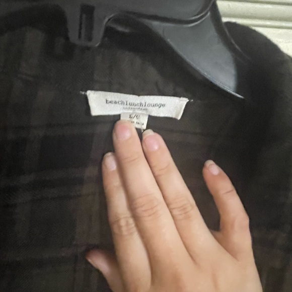 Green plaid top. Beach lunch lounge brand. Good condition. Size large - Picture 2 of 3